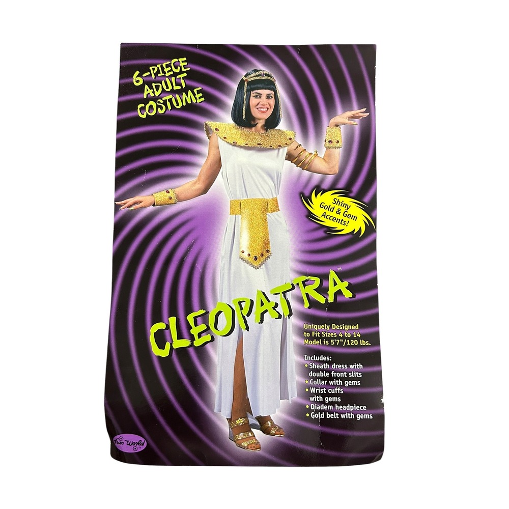 Cleopatra Adult Halloween Costume Egyptian Queen White Gold Cosplay Theater